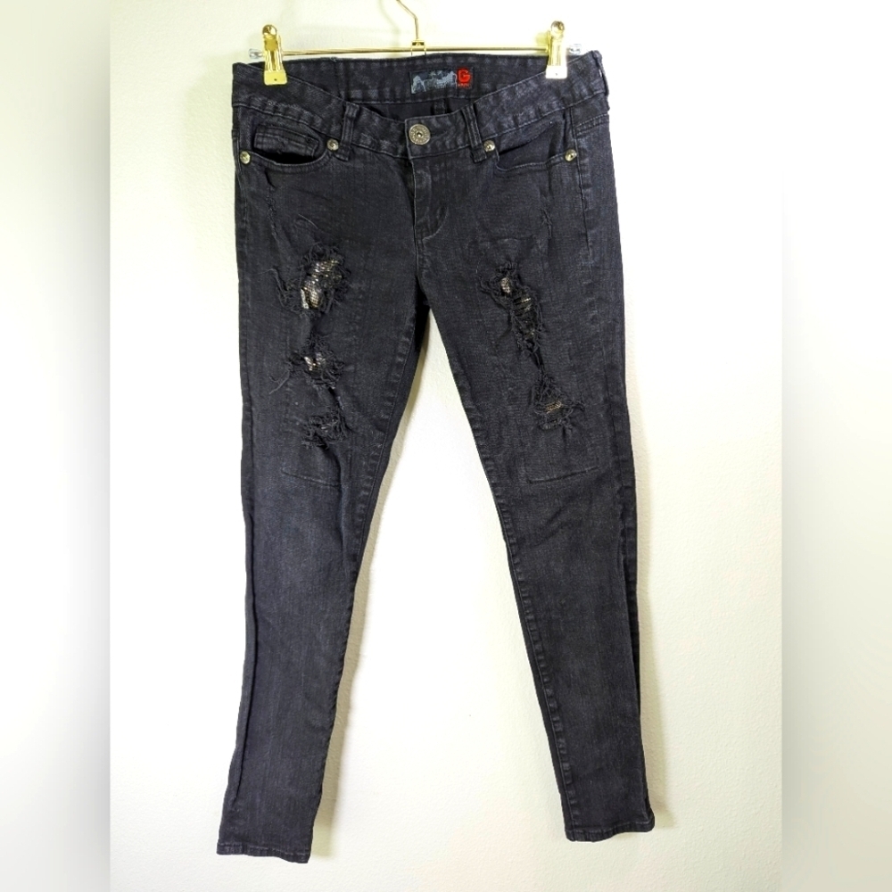 G by Guess Suzette black distressed jeans with sequins